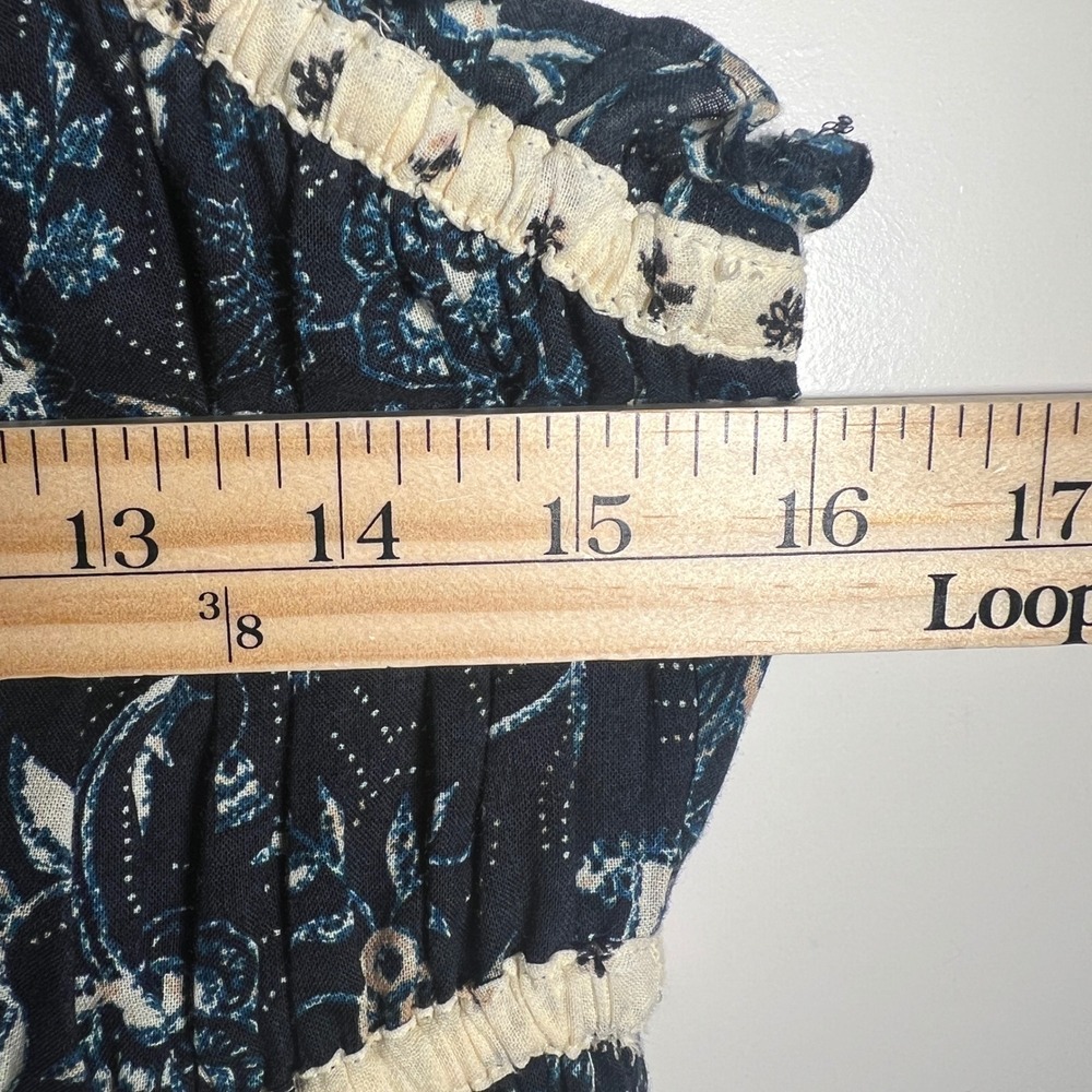 Christian Lacroix Tiered Floral Midi Dress in Cream and Navy, Womens Size Medium - Picture 13 of 15